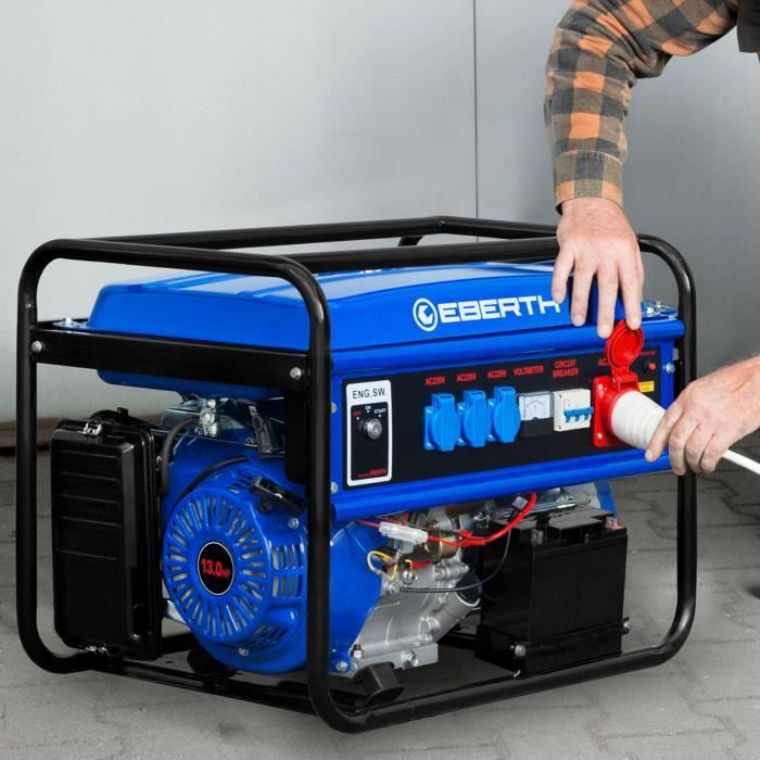 EBERTH 5500 Watt Groupe electrogene Generateur electrique portable moteur à essence 13 CV, 4 temps, 1x400V, 3x230V, 1x12V, 3 phases – Image 4