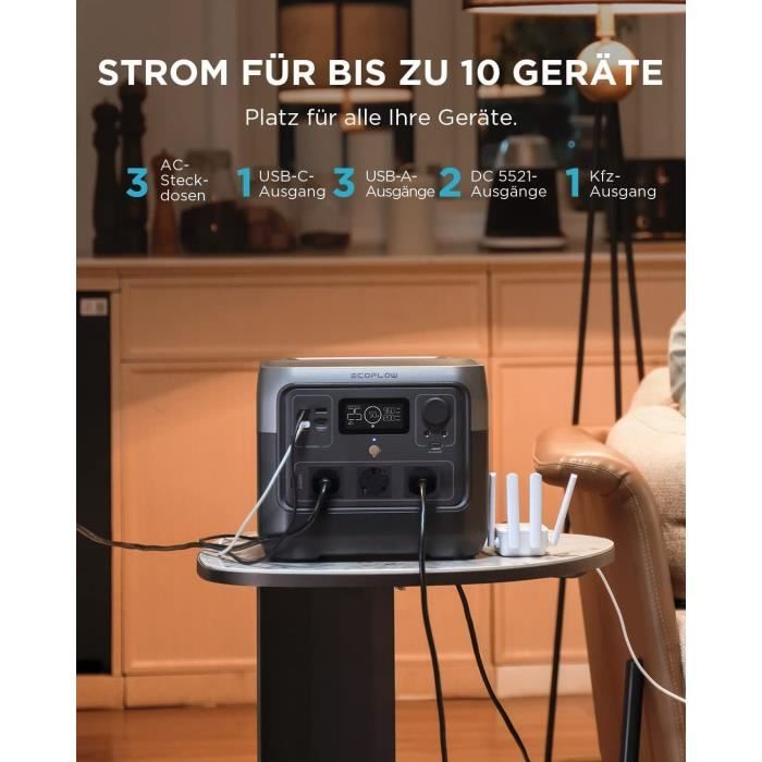 Générateur electrique portable RIVER 2 PRO, 768Wh, 3 sortie CA - 800 W au total (surtension 1600 W) – Image 2