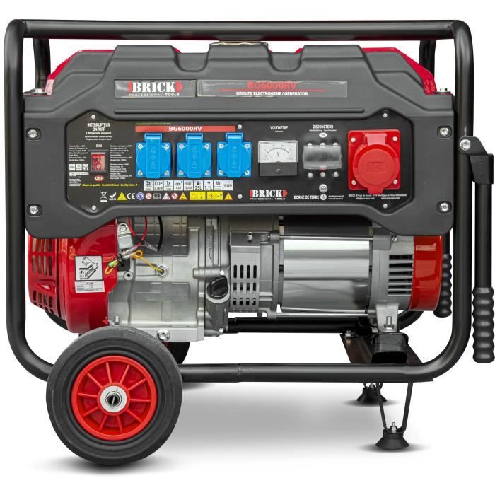 Groupe électrogène Essence - BRICK BG6000RV - Générateur max 6000W - Réservoir 25L - Autonomie 8h - 3 prises 220V – Image 3