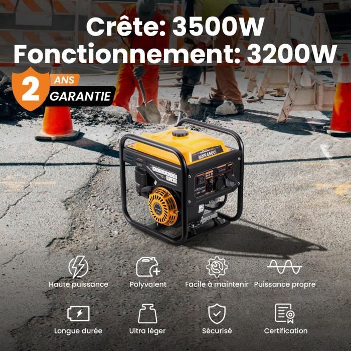 Groupe électrogène Inverter 3500W à l'essence 4 temps avec 2 prises 230V Générateur silencieux pour Garage Atelier Chantier camping – Image 2