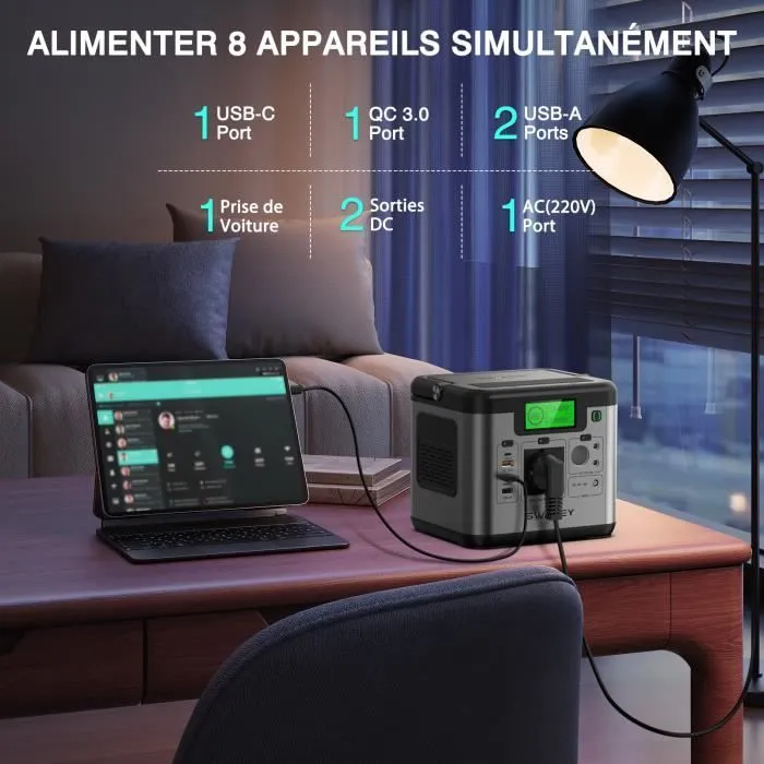 SWAREY S500 PRO Générateur Solaire 220V 518Wh Station D'Énergie avec panneau Solaire Pliable 100W, Version 2023 – Image 3
