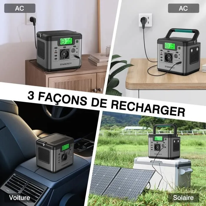 SWAREY S500 PRO Générateur Solaire 220V 518Wh Station D'Énergie avec panneau Solaire Pliable 100W, Version 2023 – Image 2