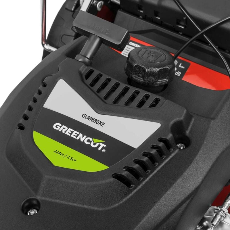Tondeuse à gazon à essence GREENCUT GLM880XE - 224cc 7.5cv - Démarrage électrique 4 temps automoteur - Double lame acier 530mm 21 - Hauteur de coupe réglable - Panier d'une capacité de 65L – Image 2