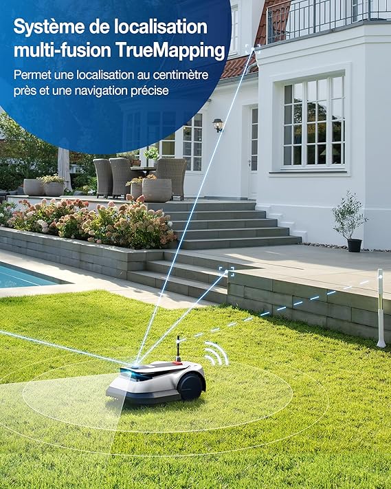 ECOVACS GOAT G1-2000 Tondeuse robotisée avec garage robuste et module de connexion automatique, délimitation sans fil pour les jardins jusqu'à 2000㎡, Évitement d'obstacles AIVI 3D, gestion de 16 zones – Image 6