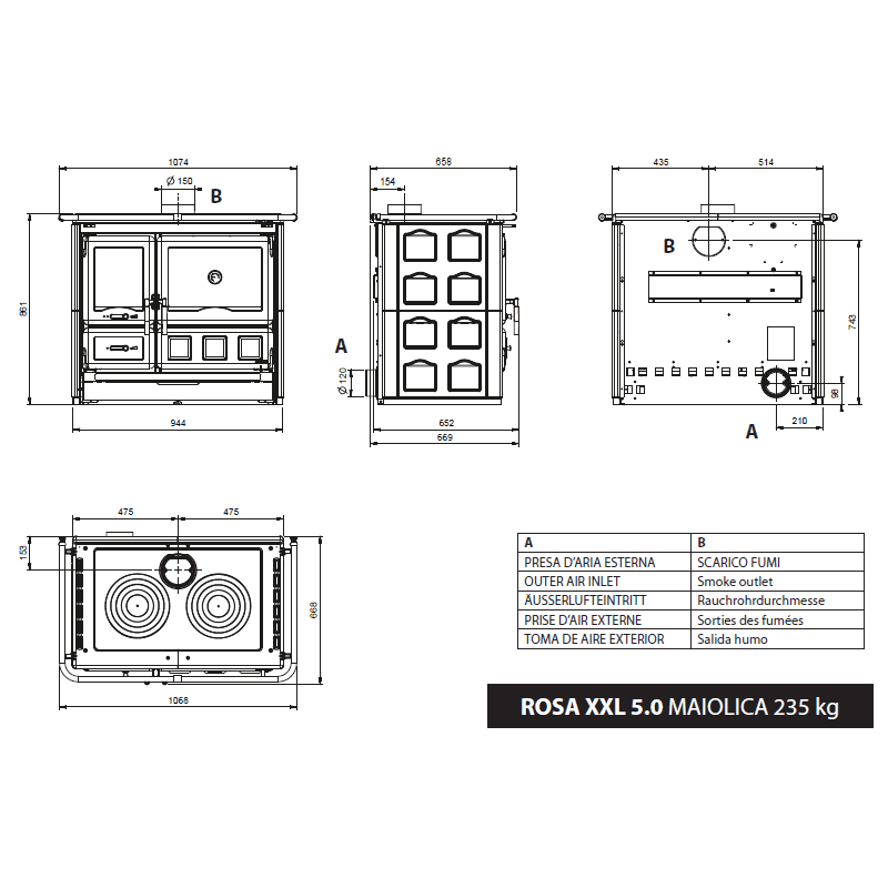 Cuisinière à bois Rosa XXL 5.0 - Maiolica 11 kw – Image 5