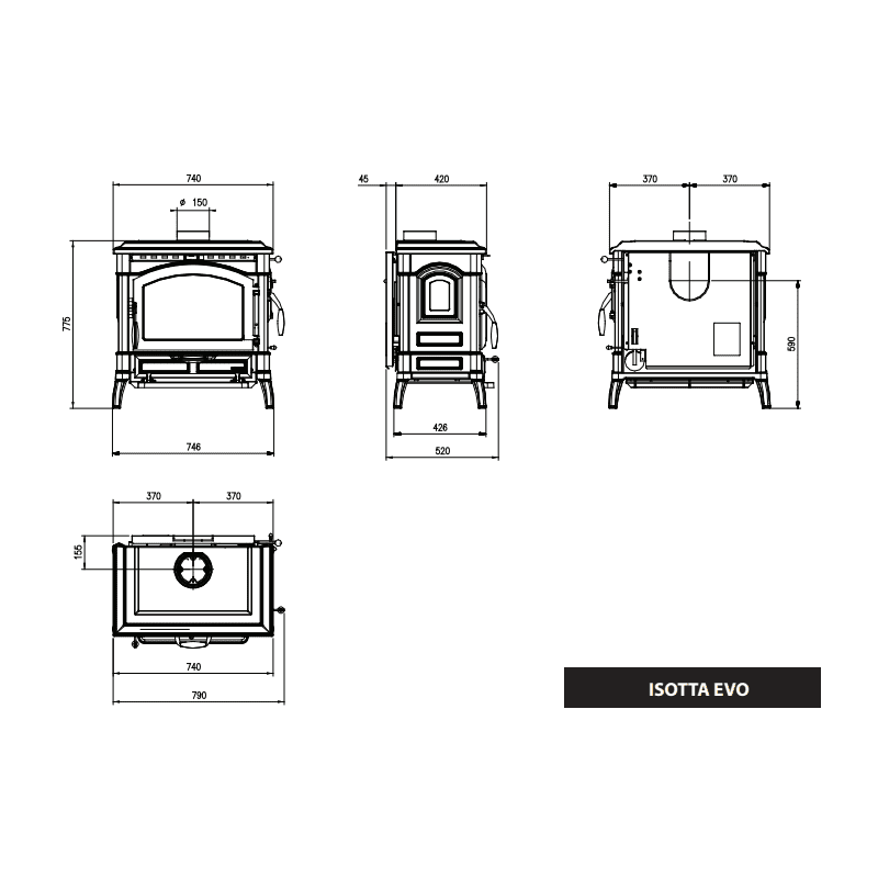 Poêle à bois Isotta Evo 11,9 kw La Nordica – Image 3