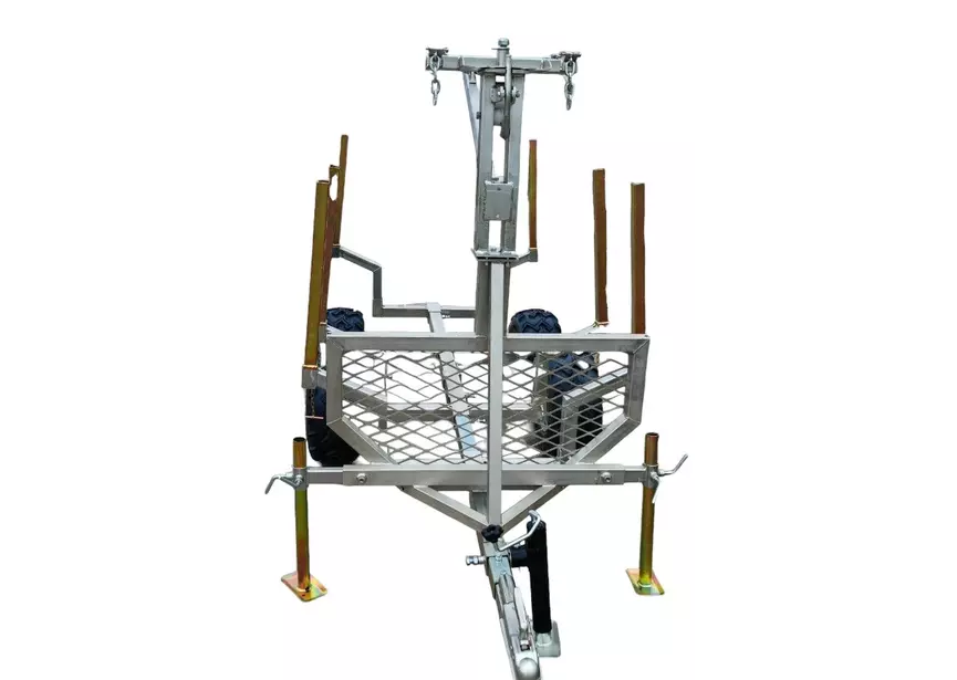 Remorque forestière double essieux 4 roues 1400kg 1800-2650x1300x1000mm avec grue de levage Torros – Image 2