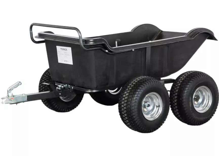 Remorque double essieux 550kg benne en plastique PE basculante 1600x826x475 mm Torros – Image 3