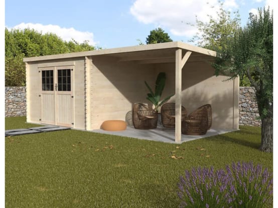 Abri de jardin bois auvent toit plat 18m² Eden Décor et Jardin – Image 3