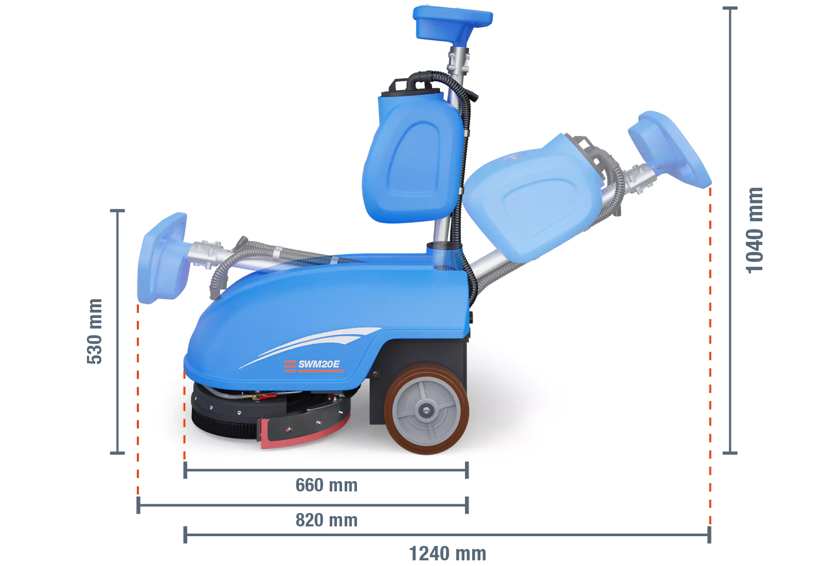 Autolaveuse SWM20E avec batterie, 1.800 m²/h, diamètre de la brosse 350 mm, wipeket – Image 3