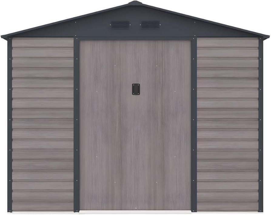 Abri de jardin métal en acier galvanisé effet bois gris 5,40 m² - ADELMO – Image 2