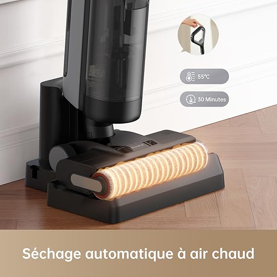 DREAME H12 Dual Aspirateur Nettoyage Intelligent Aspiration Humide Sèche, Aspirateur sans Fil 4 en 1 Multi Surfaces, Auto Nettoyage en Une étape à air Chaud, Nettoyage des Bords, Contrôle Vocal – Image 4