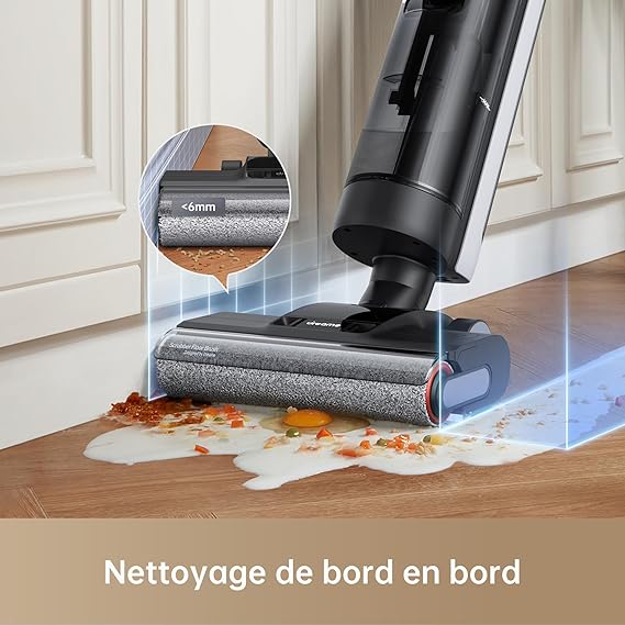 DREAME H12 Dual Aspirateur Nettoyage Intelligent Aspiration Humide Sèche, Aspirateur sans Fil 4 en 1 Multi Surfaces, Auto Nettoyage en Une étape à air Chaud, Nettoyage des Bords, Contrôle Vocal – Image 2