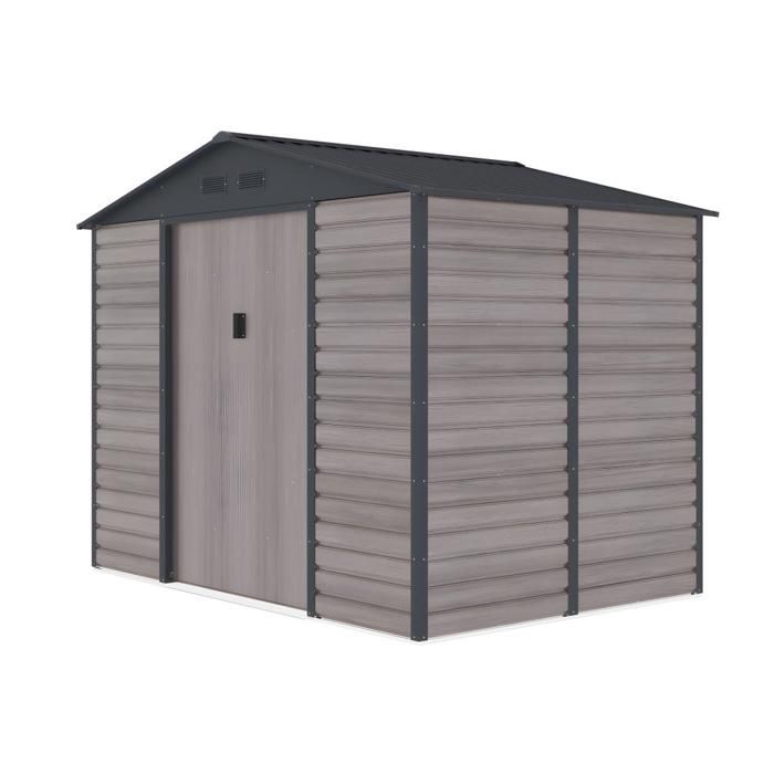 Abri de jardin métal en acier galvanisé effet bois gris 5,40 m² - ADELMO – Image 3