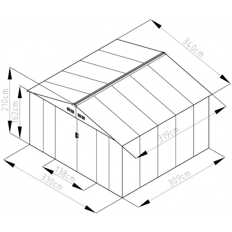 Abri 10,85m² métal FIRST anthracite + Kit d'ancrage X-METAL – Image 8