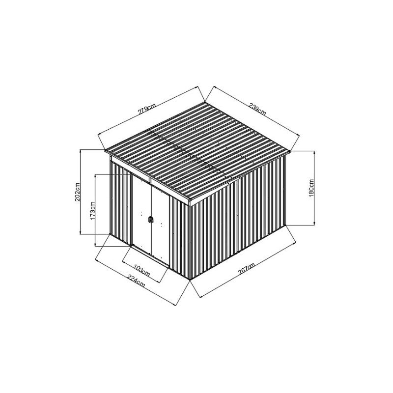 Abri de jardin métal 6,67m² Skylight anthracite + kit d'ancrage X-METAL – Image 2