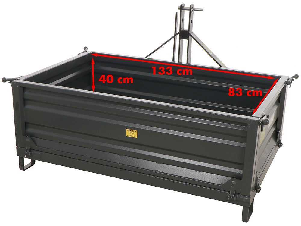 Benne pour tracteur Blackstone B-TB 140 - Basculable - 3 ridelles ouvrables – Image 3