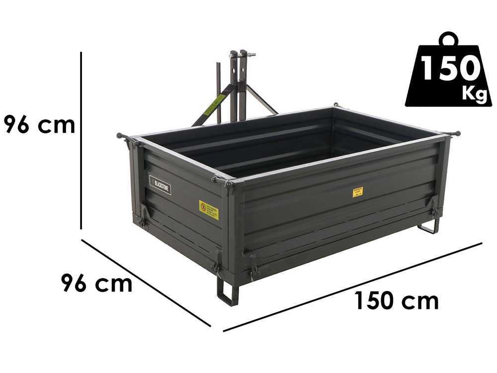 Benne pour tracteur Blackstone B-TB 140 - Basculable - 3 ridelles ouvrables – Image 2