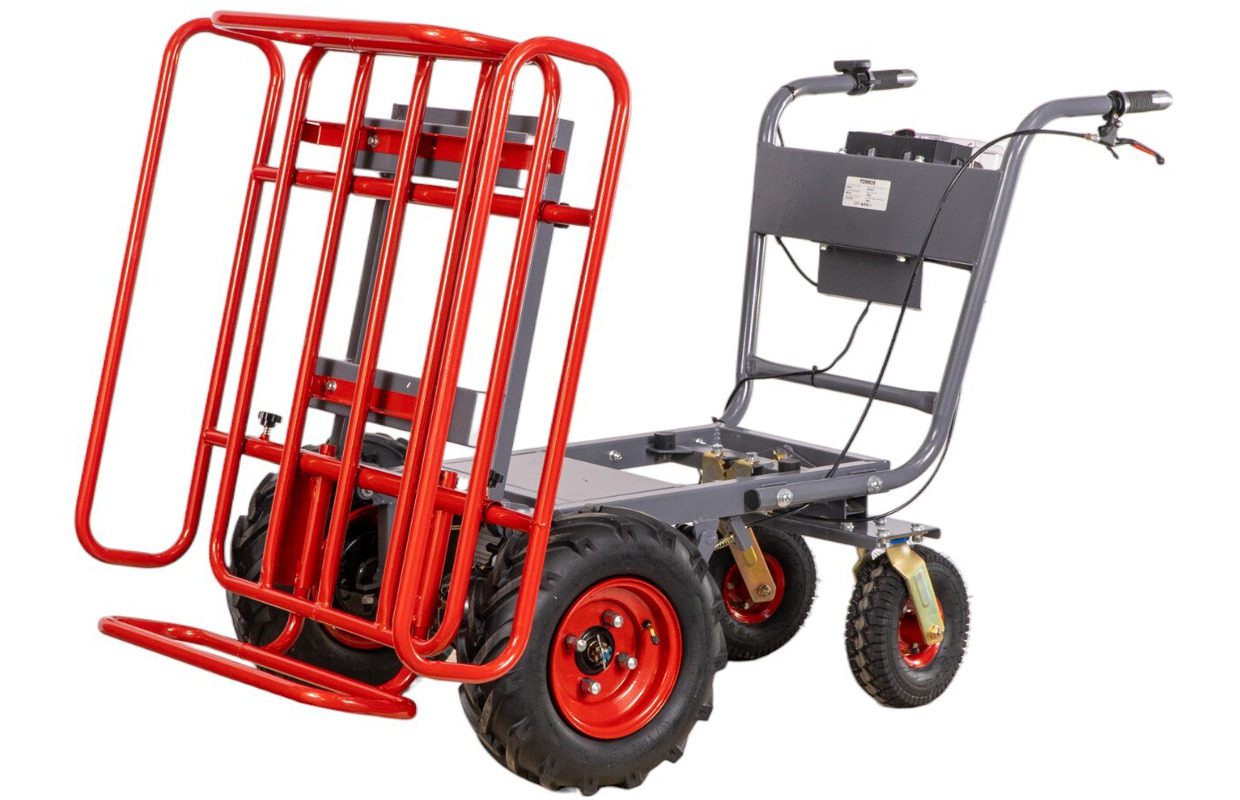 Brouette électrique 4 roues à châssis tubulaire extensible et amovible + benne plastique 300L 300KG - batterie 40V / 6Ah – Image 2