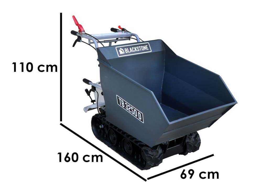 Brouette à chenilles BlackStone TB 3250 D - Caisson dumper manuel - capacité de charge maximale 320 Kg – Image 2