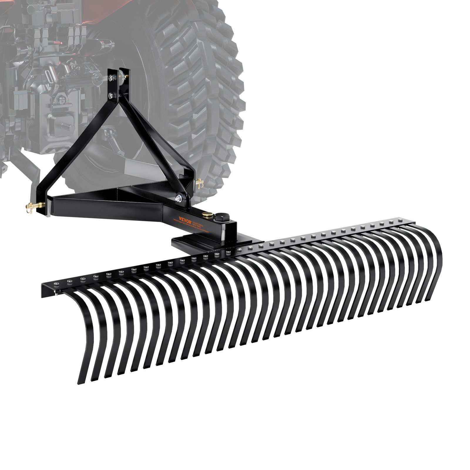 VEVOR Râteau déchaumeur à gazon à 3 points catégorie 1 1525 mm avec accessoires – Image 3